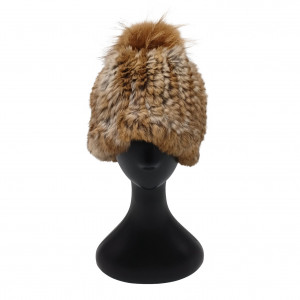 [JBFS10751-256-03] 천연모피 너구리 래빗퍼 비니 방울 모자