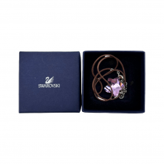 [JFC12539-639-2] SWAROVSKI 스와로브스키 핑크 플라워 가죽 끈 목걸이