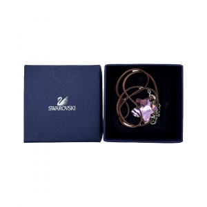 [JFC12539-639-2] SWAROVSKI 스와로브스키 핑크 플라워 가죽 끈 목걸이